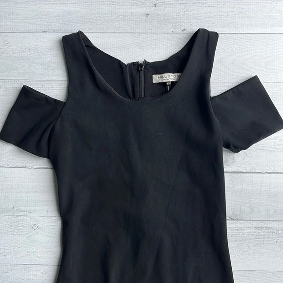 Halston Heritage Black Cut Out Sleeve Bodysuit XS - Picture 2 of 4